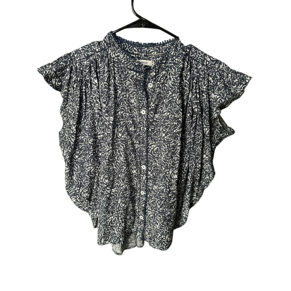 Women's Madewell Shirred Lace-Trim Top in Night Indigo - Picture 4 of 9